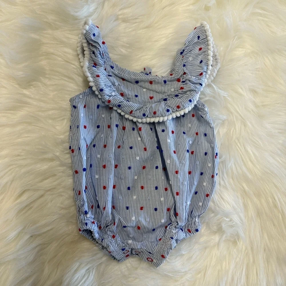 5/$30 Cat & Jack red white blue baby girl romper​